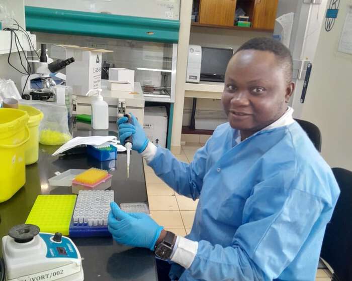 Wakisa in the laboratory at the University of Glasgow